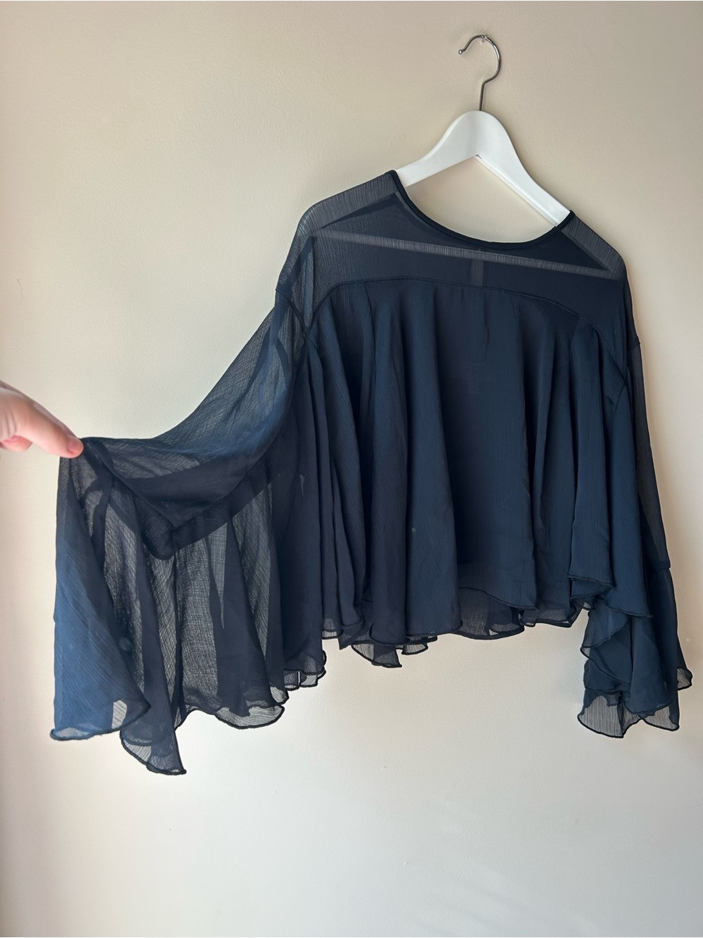Batwing Black Robert Rodriguez Sheer Flowy Top